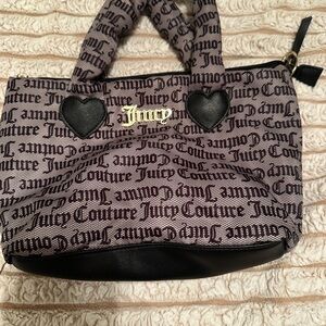 Juicy Couture Black and Taupe Logo Tote with Heart Accents